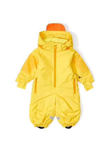 Sarı Kapüşonlu Erkek Bebek Kayak Tulumu