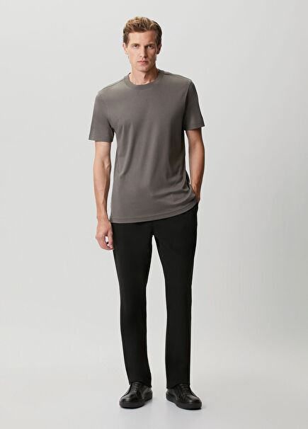 Black Waist Corded Pleated Trousers