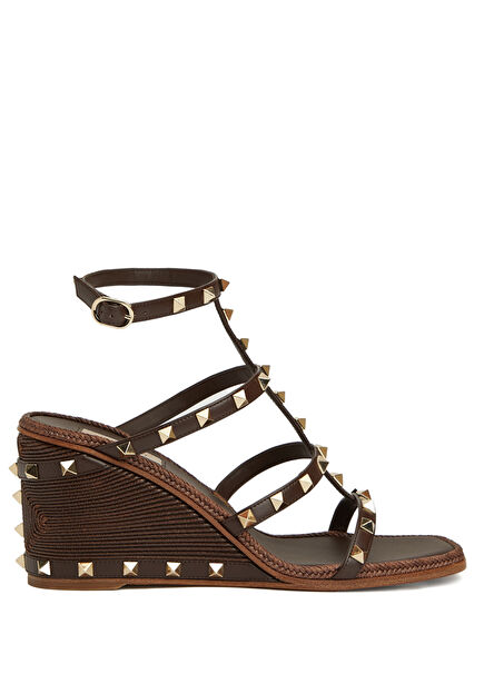Rockstud Koyu Kahverengi Kadın Deri Espadril