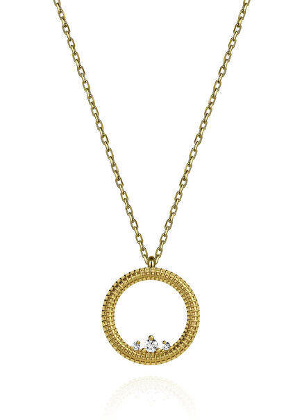 Midi Princess Semita Stone Gold Plated 925 Sterling Silver Women's Necklace