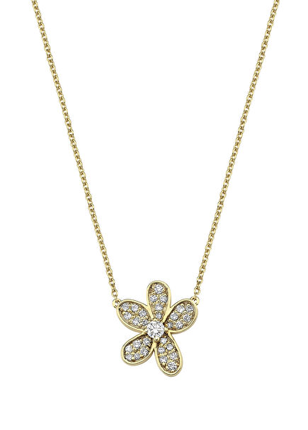 Single Flower Diamond Women's Gold Necklace