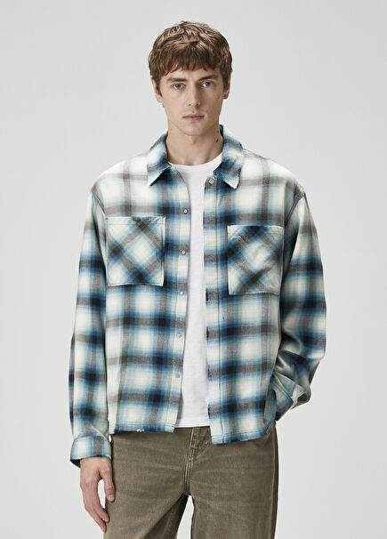 Mavi Ekose Desenli Gömlek