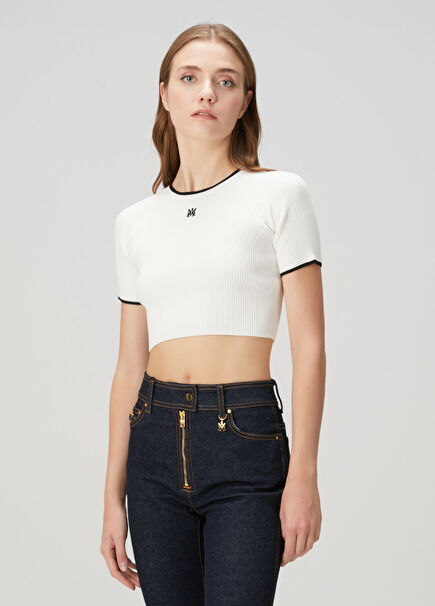 Beyaz Çizgi Dokulu T-shirt