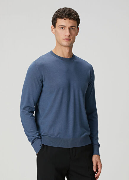 Navy Blue Wool Sweater