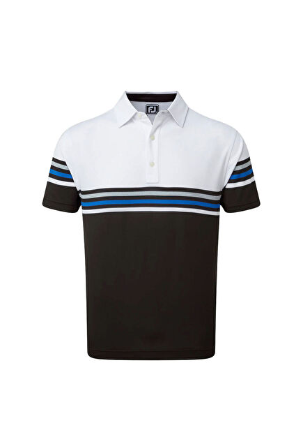 Stretch Pique Renk Bloklu Polo Yaka Kısa Kollu Erkek Golf T-Shirt 