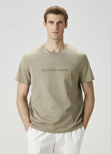 Light Khaki Logo Printed T-Shirt