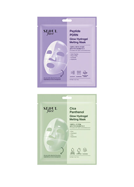 Cica ve Peptid Glow Eriyen Kore Yüz Maskesi Seti 34 gr