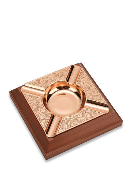 Damascus Rose Gold Wooden 4-Slot Cigar Ashtray