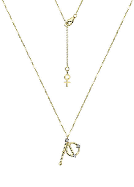 Galaktik Harf Pırlantalı Kadın Altın Kolye-P