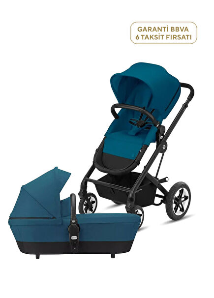 Talos S 2in1 Black-River Blue Konforlu Tek Elle Katlanabilen Çift Yönlü Bebek Arabası