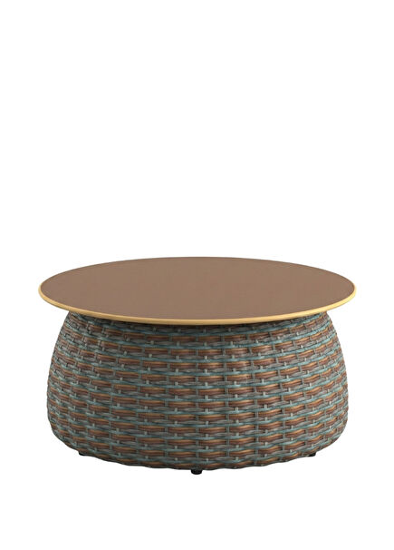 Porcini 61 Alba Kahverengi Rattan Seramik Bahçe Sehpası