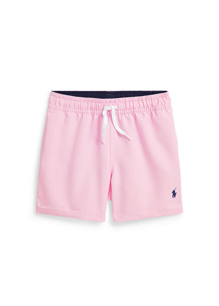 Pink Logo Embroidered Boys' Swimsuit