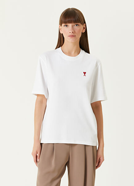 White Logo Embroidered T-Shirt