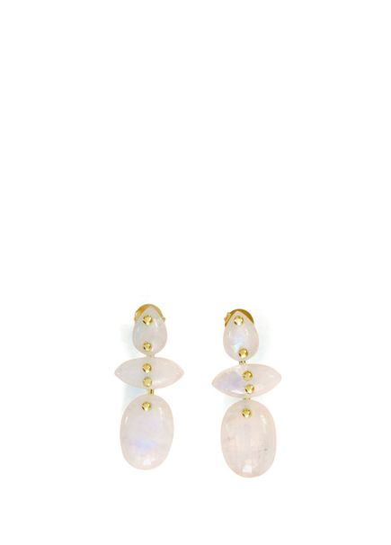 Avalon White Moonstone Women's Gold Plated Earring