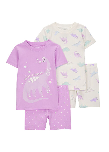 Renkli Baskılı Kız Bebek 4'lü Pijama Seti