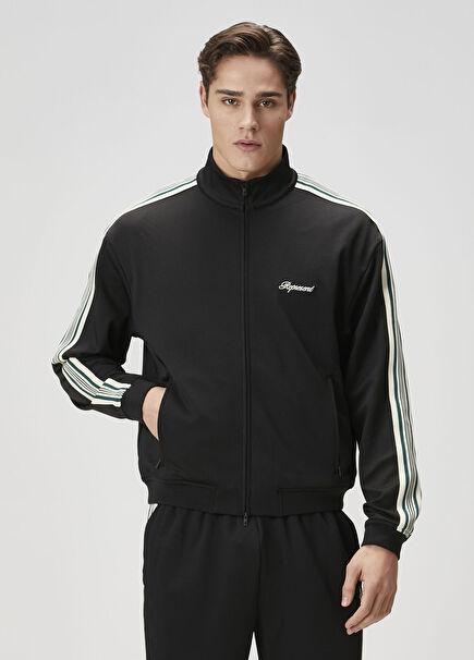 Siyah Şerit Detaylı Sweatshirt