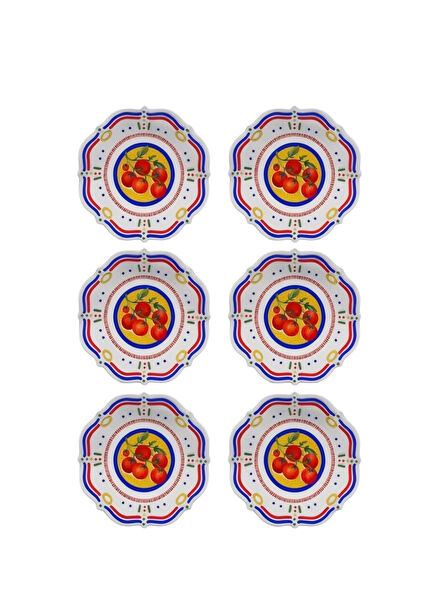 Dolce Vita Tomatos Patterned Colored Melamine 6-Piece Deep Plate 23.5 cm