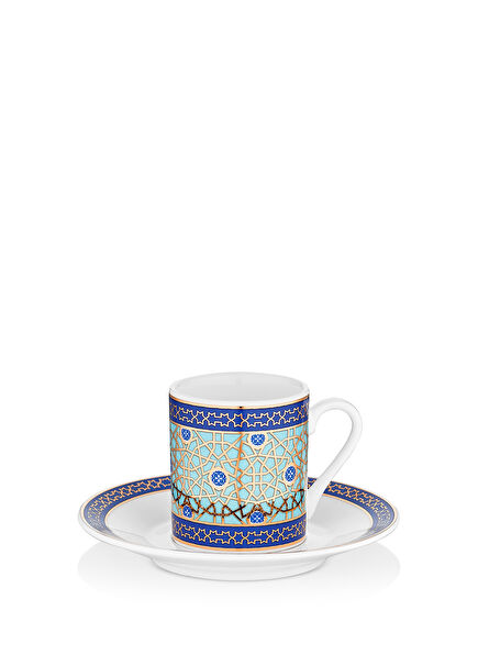 Turquoise 6 Person Porcelain Coffee Cup Set