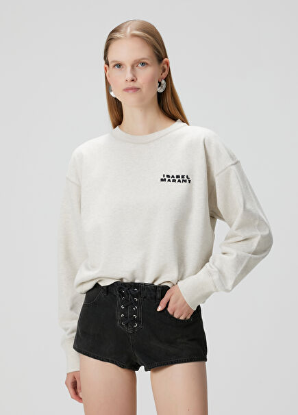 Shad Ecru Logo Embroidered Sweatshirt