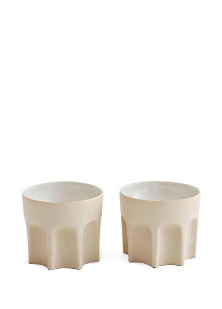 Krem Seramik 2'li Kahve Fincanı