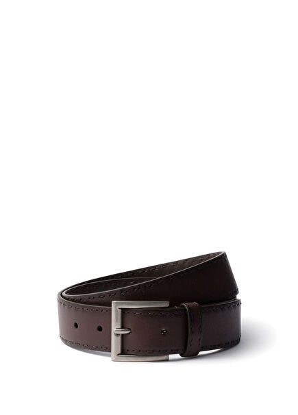 Brown Distressed Leather Men's Belt
