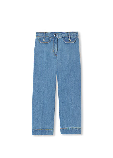 Retro Light Blue Wide Leg Girls' Jeans