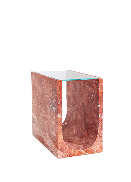 Artemis Kırmızı Traverten Yan Sehpa