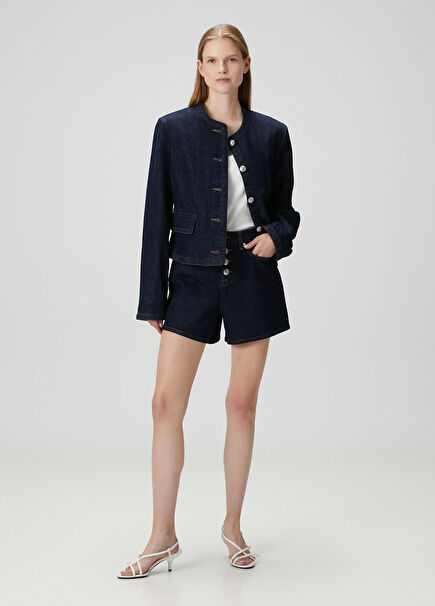 Lacivert Denim Şort