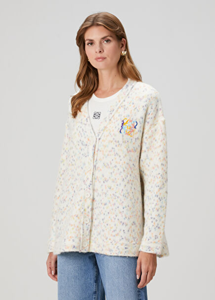 Ecru Patterned Cardigan