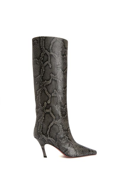 Mona Grey Patterned Women's Leather Boots