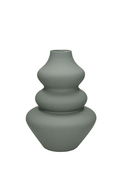 Gri Geometrik Formlu Seramik Vazo