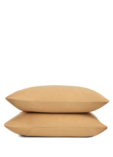 Solid Sarı Pamuk Saten 2'li Yastık Kılıfı 50x70 cm