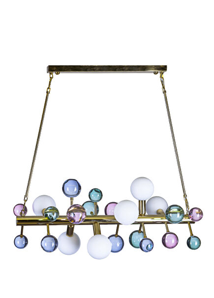 Bubble Metal Glass Detailed Horizontal Pendant Chandelier