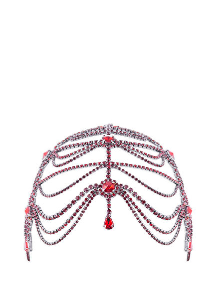 Inaya Kırmızı Kristal Taşlı Kadın Saç Aksesuarı
