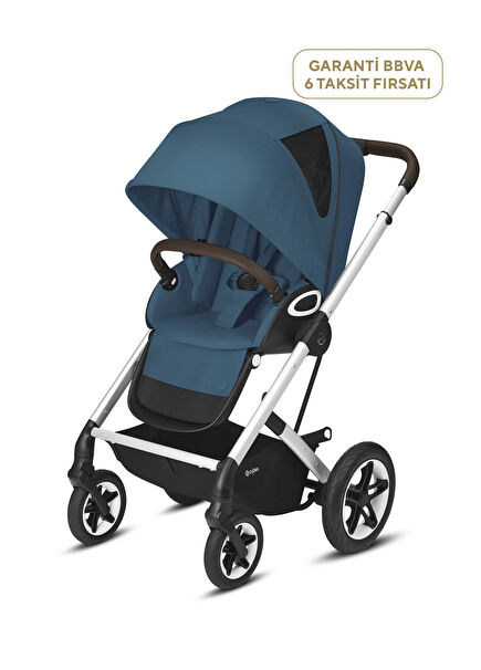 Talos S Lux Silver-River Blue Konforlu Çift Yönlü Tek Elle Katlanabilen Bebek Arabası