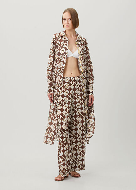 Karel Brown Patterned Midi Shirt Dress