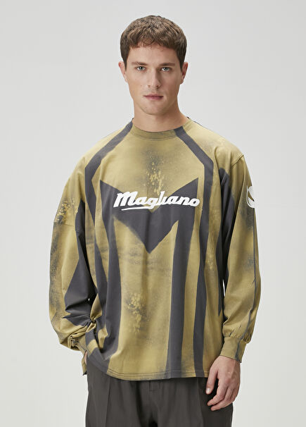Beige Black Printed T-Shirt
