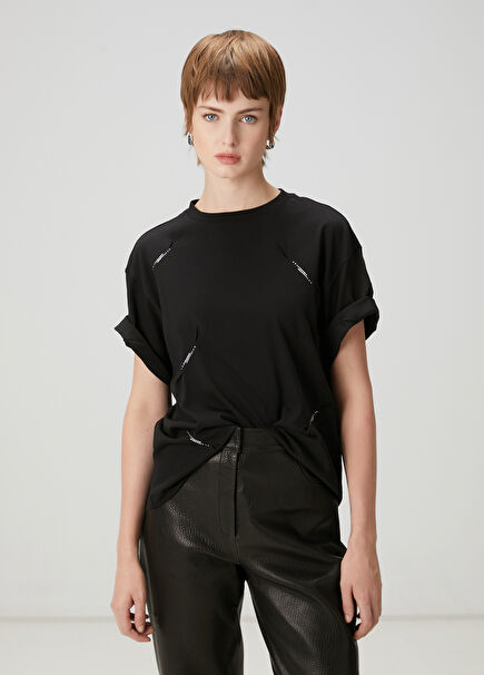 T-Shirt With Black Stones