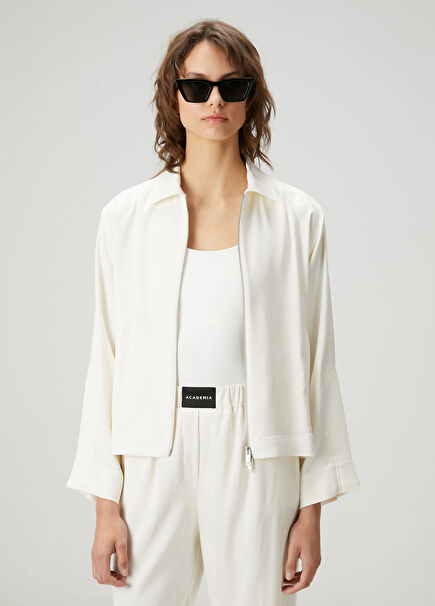 Ecru Palm Jacquard Jacket