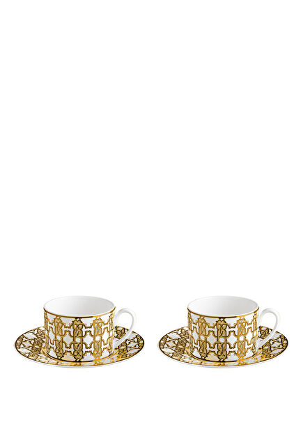 Monogram Gold Altın Dekorlu Porselen 2 Kişilik Kahve ve Çay Fincan Takımı