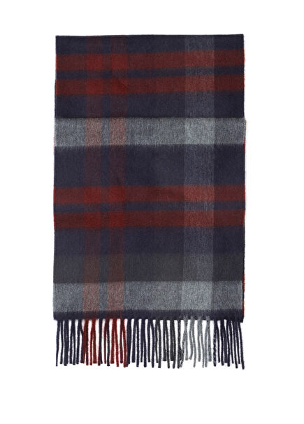 Arran Burgundy Navy Blue Men's Cashmere Scarf