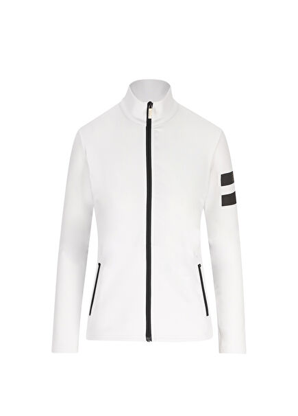 621 Technical White Zippered Long Sleeve Women's Sweatshirt