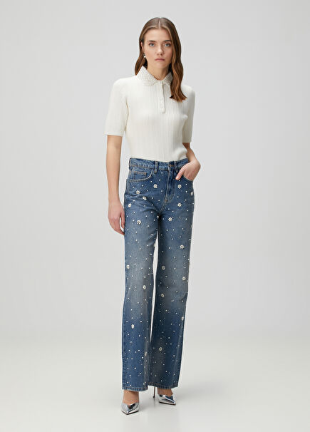 Perla Blue Embellished Jeans