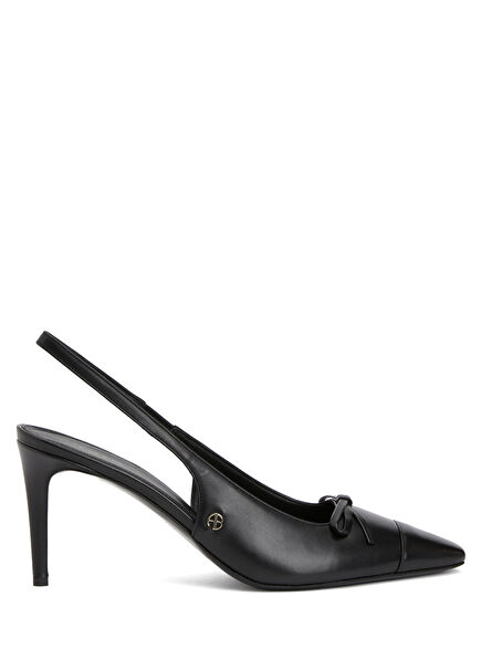Freya Black Leather Heels