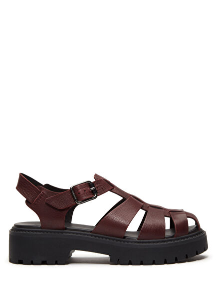 Stone Street Burgundy Women's Leather Sandals