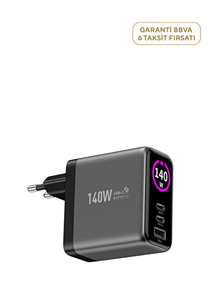X6415 140W GaN 2x USB-C & USB-A Output PD PPS Digital Display Fast Charging Adapter
