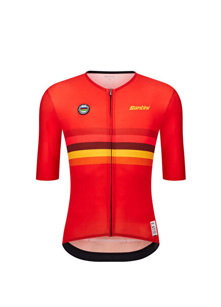 UCI World Champion Spain Kırmızı Kısa Kollu Unisex Bisiklet Forması