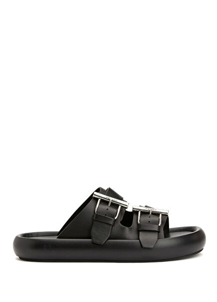 Black Men's Leather Slippers