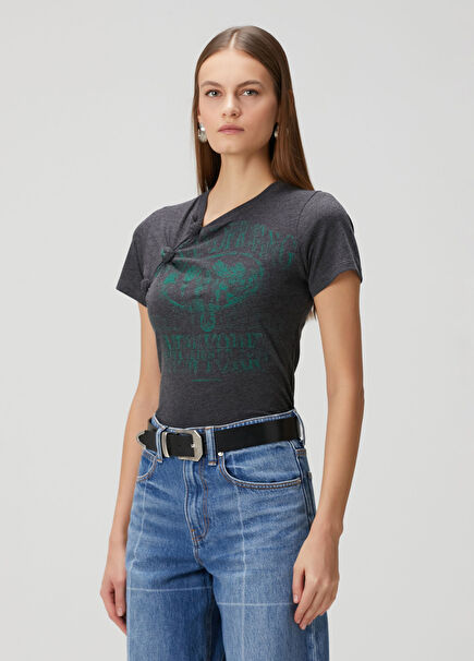 Siyah Düğüm Detaylı T-shirt