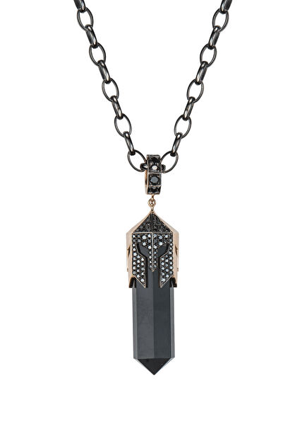 Guard of Men 18K Rosegold Men's Necklace with Black Diamonds